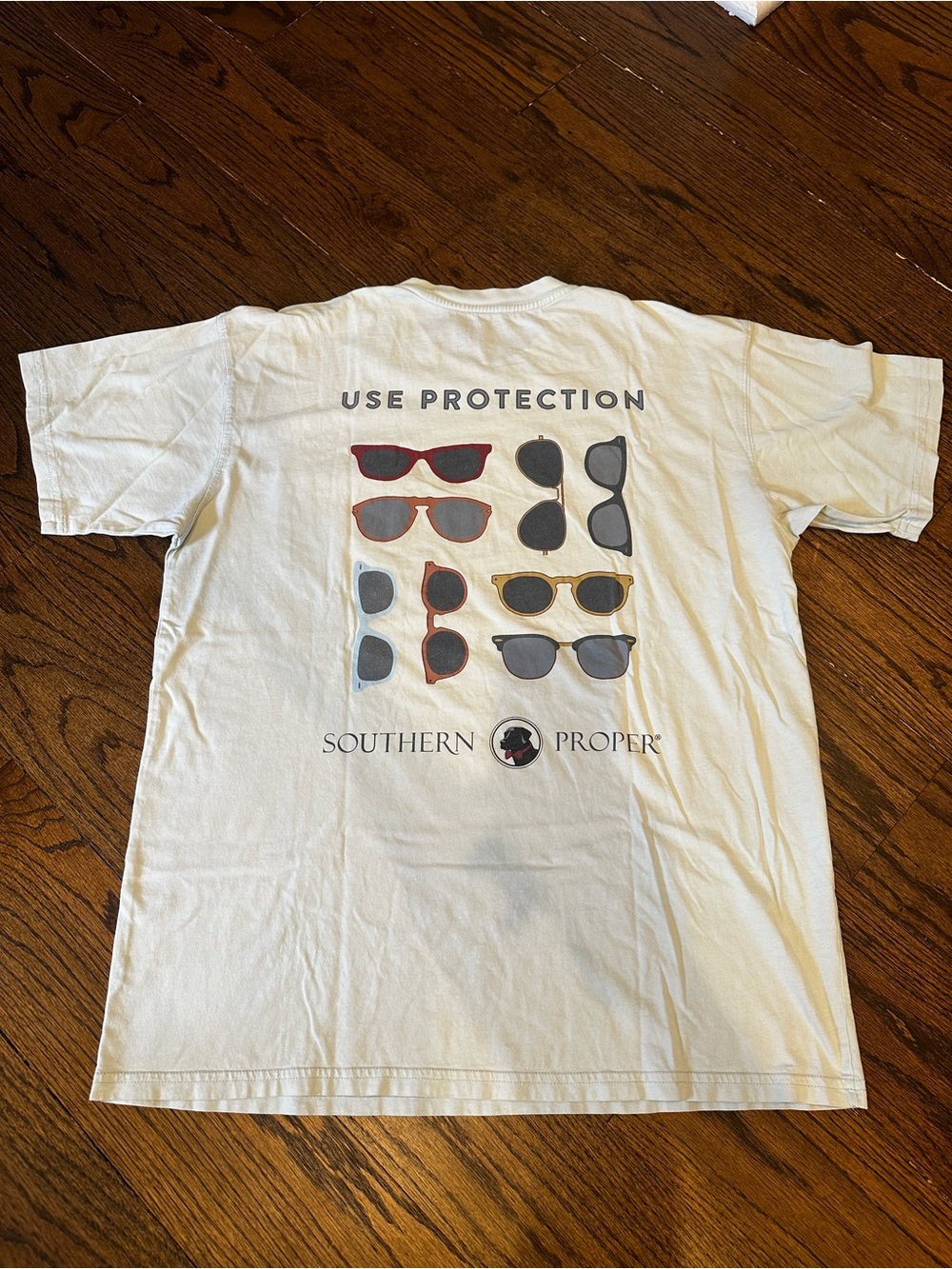 Southern Proper White Short-Sleeve 'Use Protection' Sunglasses Graphic Tee
